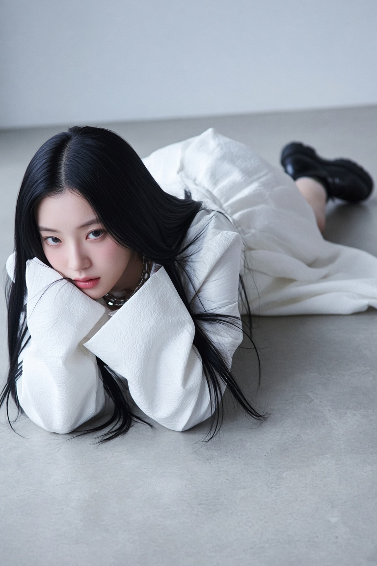 A square-format editorial fashion photog…