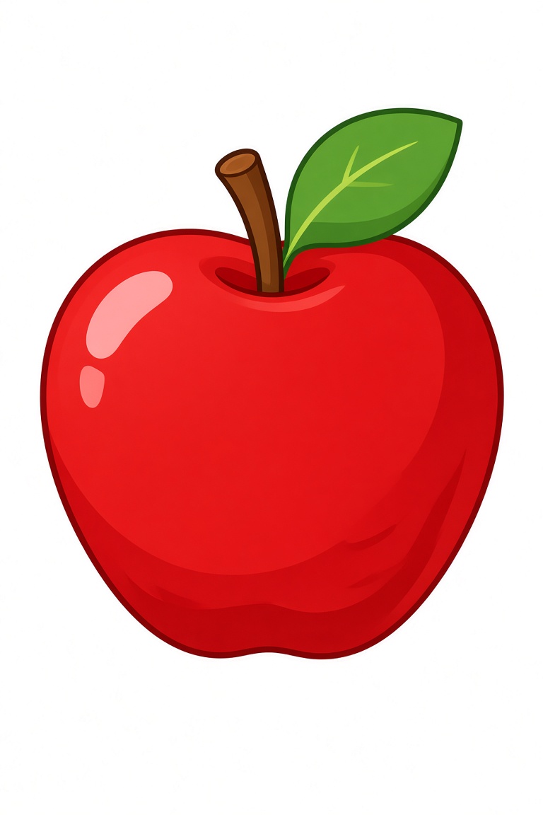 a red apple, simple cartoon