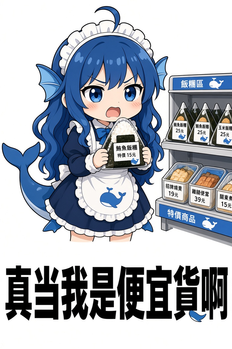 角色设定（严格遵守）：DeepSeek娘＝深蓝色长卷发、蓝色大眼睛、脸颊腮红、白…