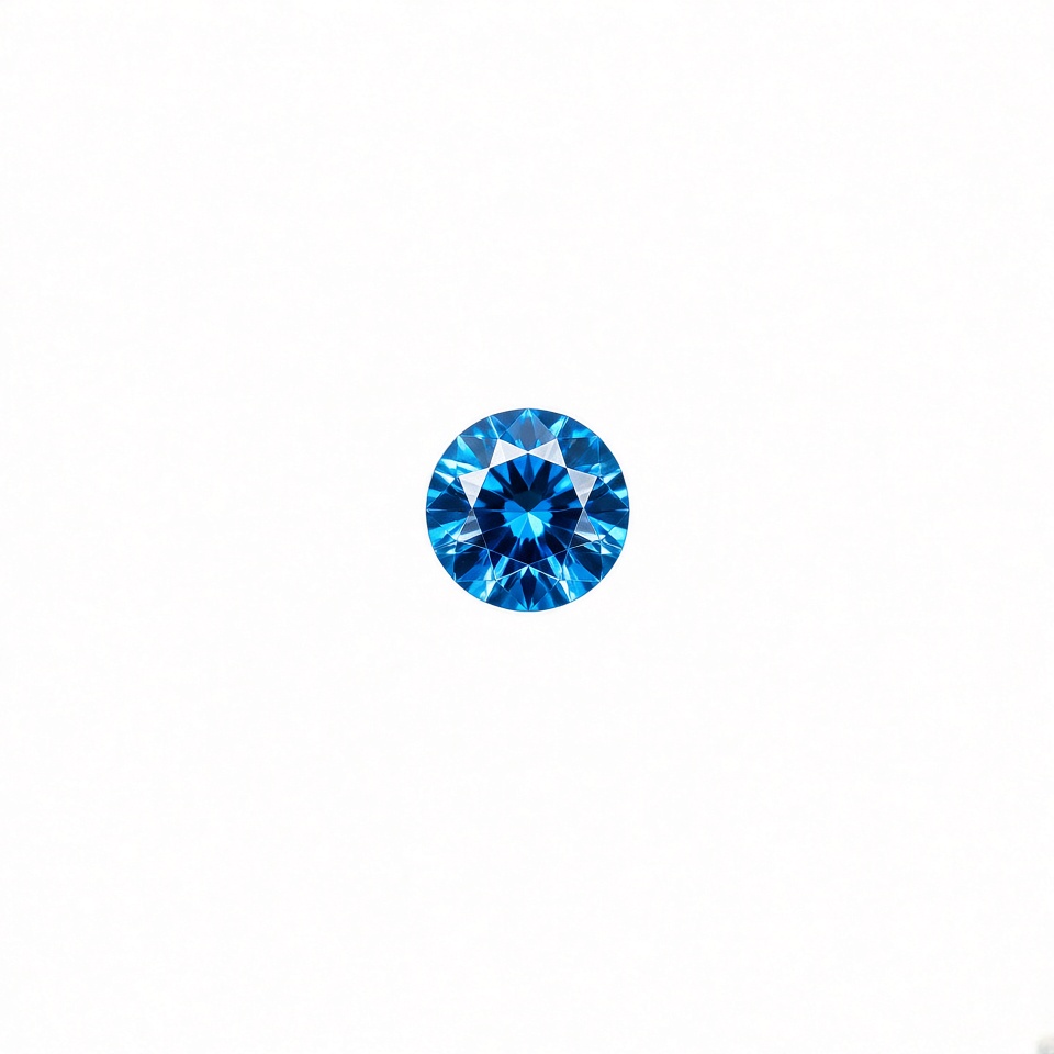 a tiny blue gem on white background