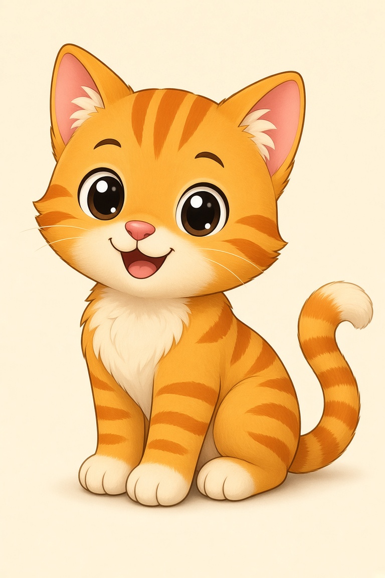 一只可爱的橘猫，卡通风格