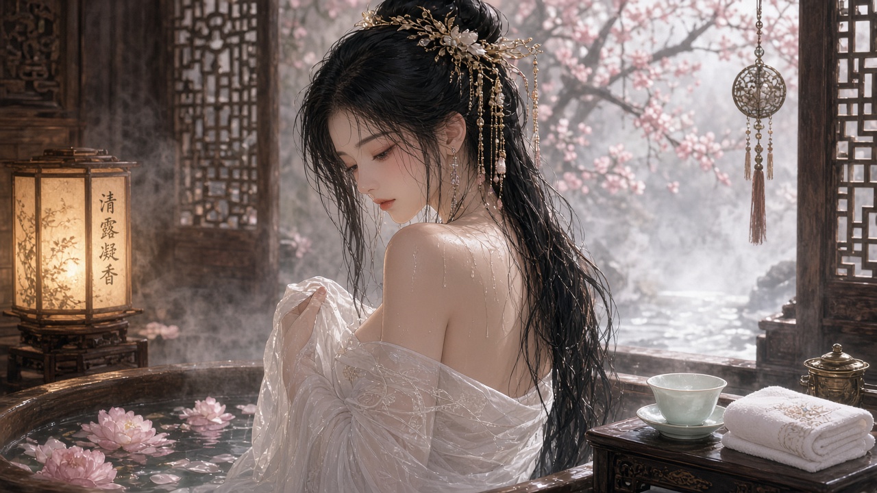 古风美少女出浴图
