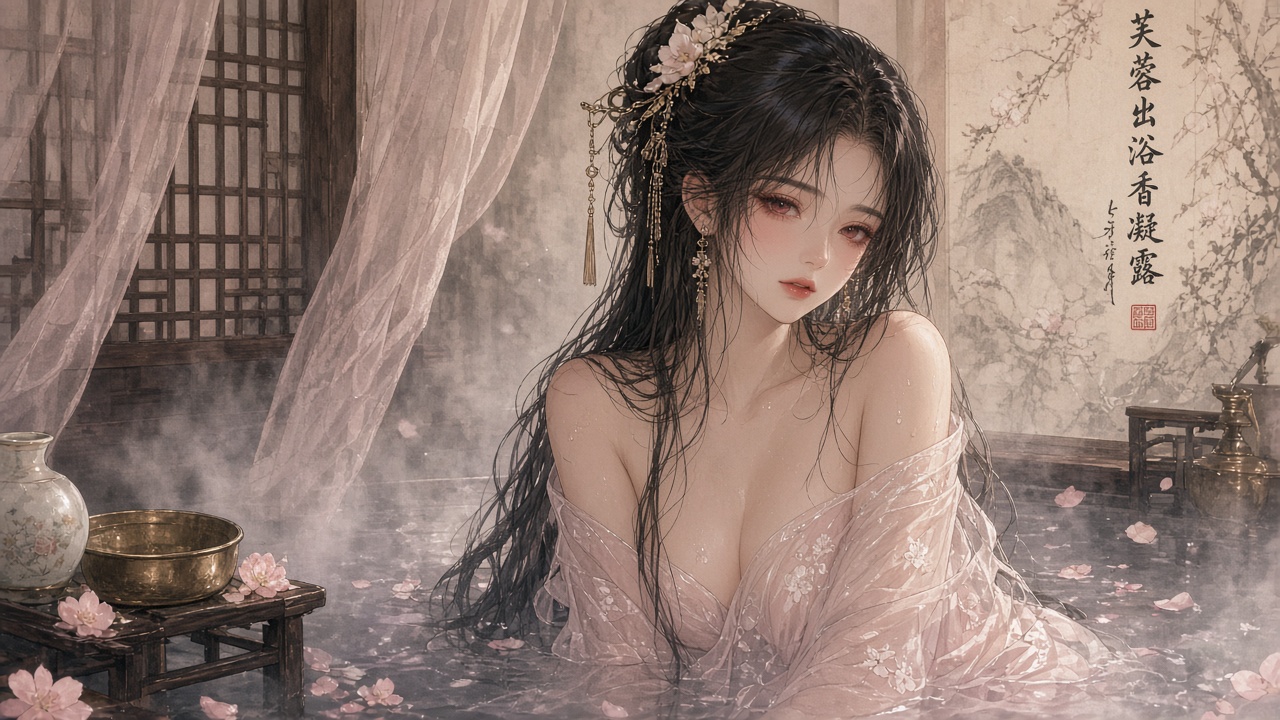 古风美少女出浴图