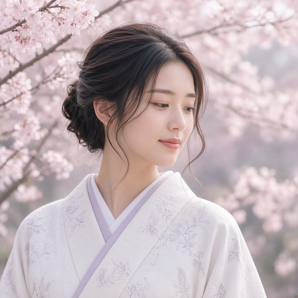 portrait of a serene woman in a white ki…