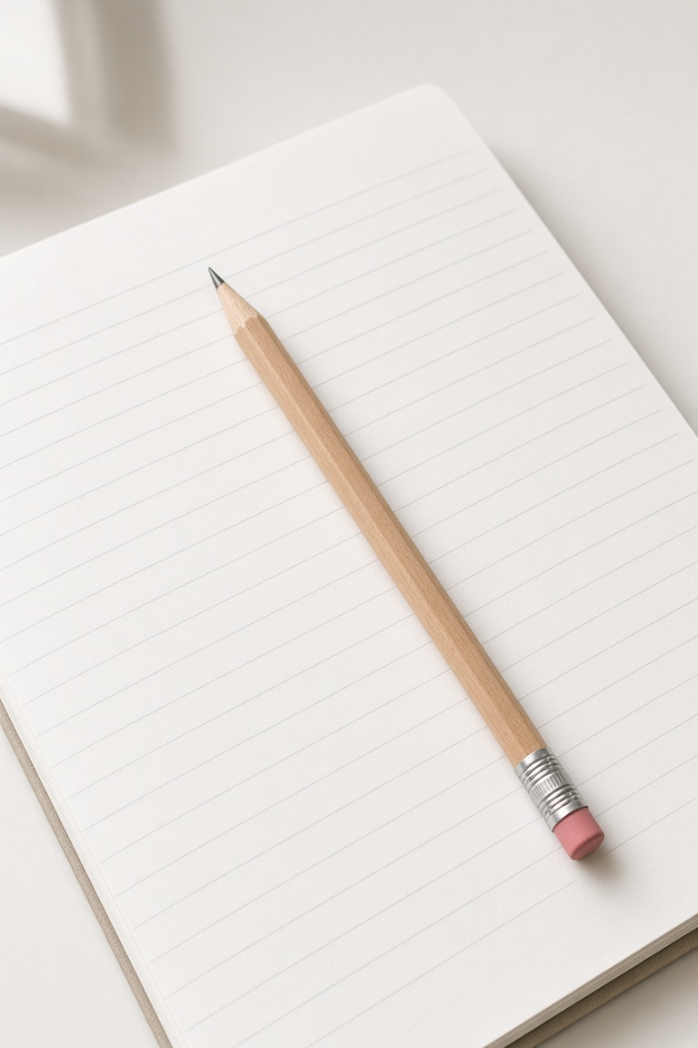 a plain wooden pencil resting on a white…