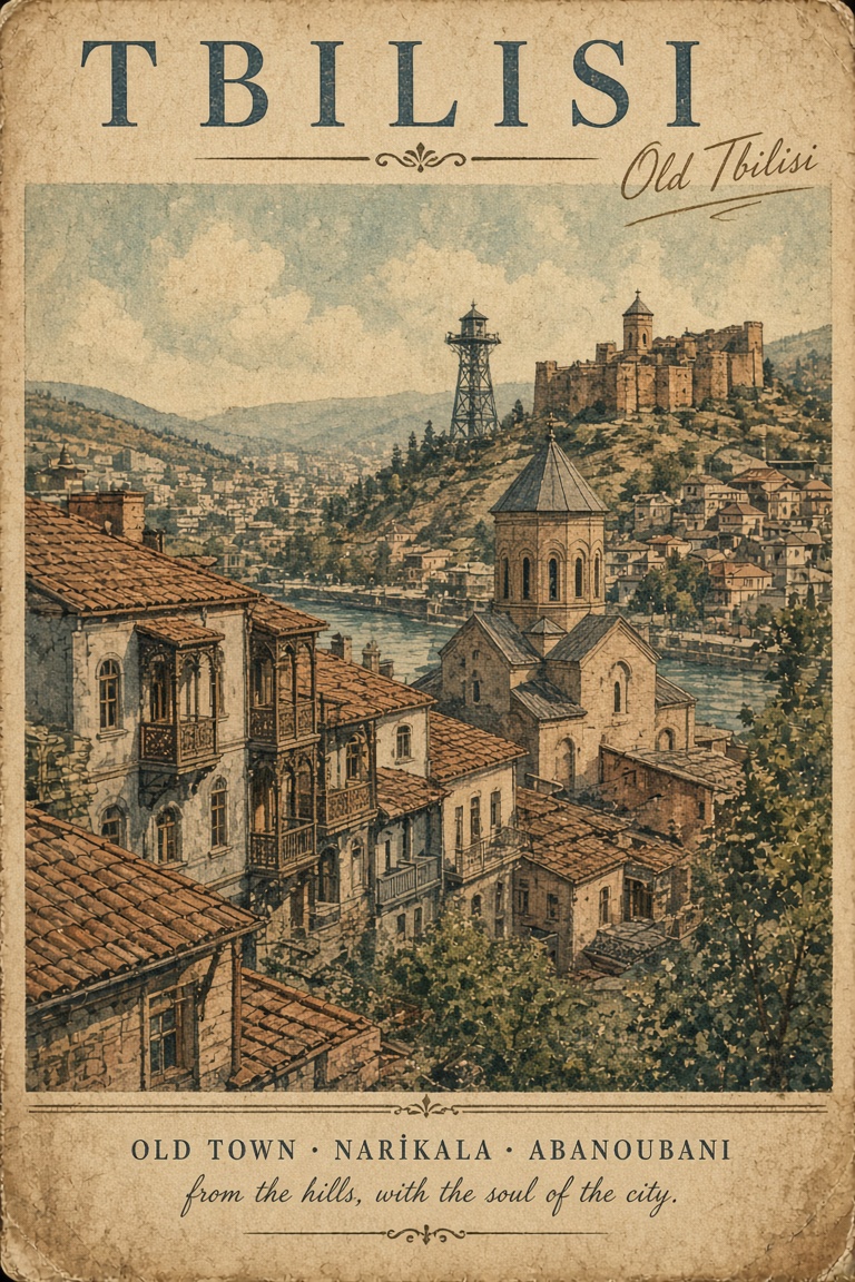 make postcard - old tbilisi view with st…