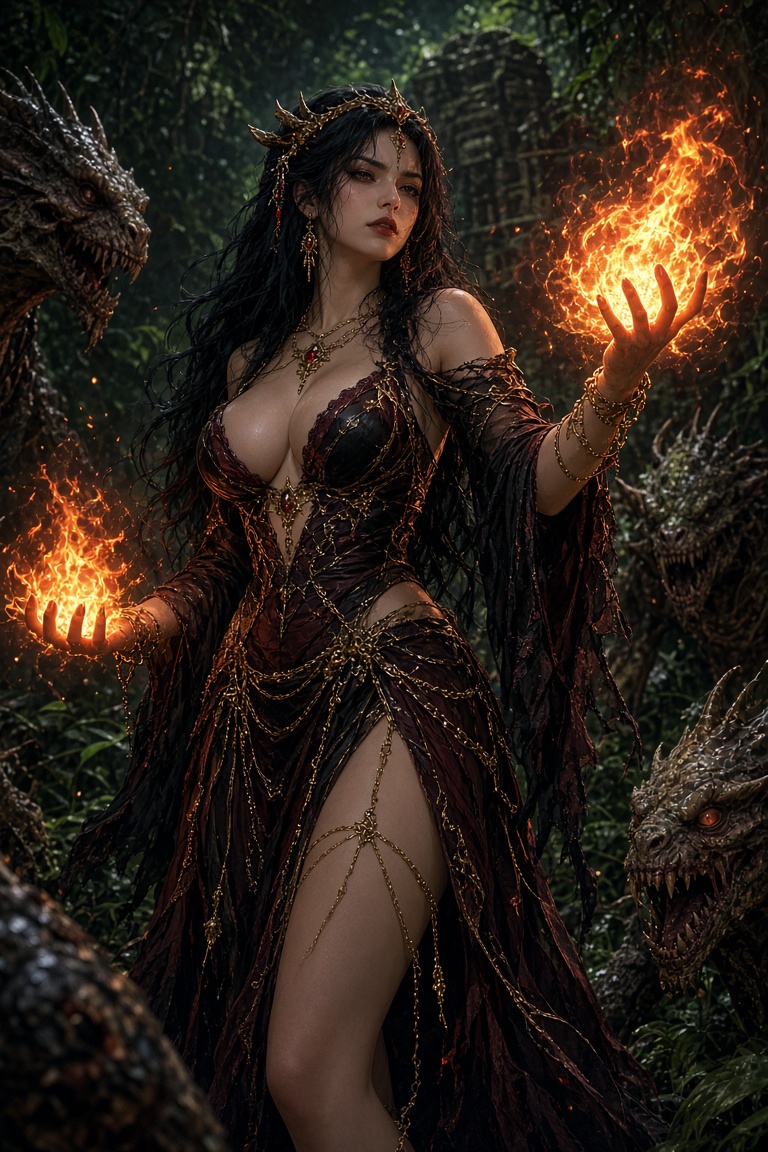 生成一個遊戲"魔女與龍"內的角色真人